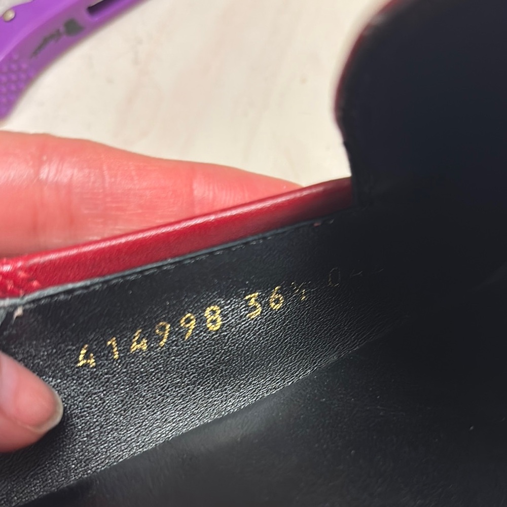 Gucci Women's Red Leather Brixton loafer 36.5 - Picture 2 of 11